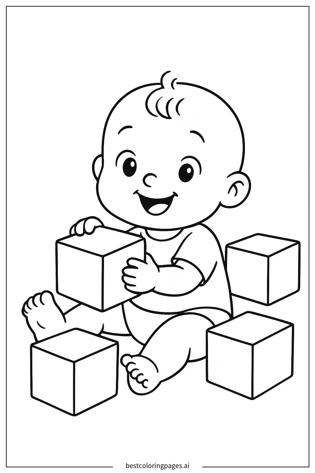 Baby Playing with Blocks