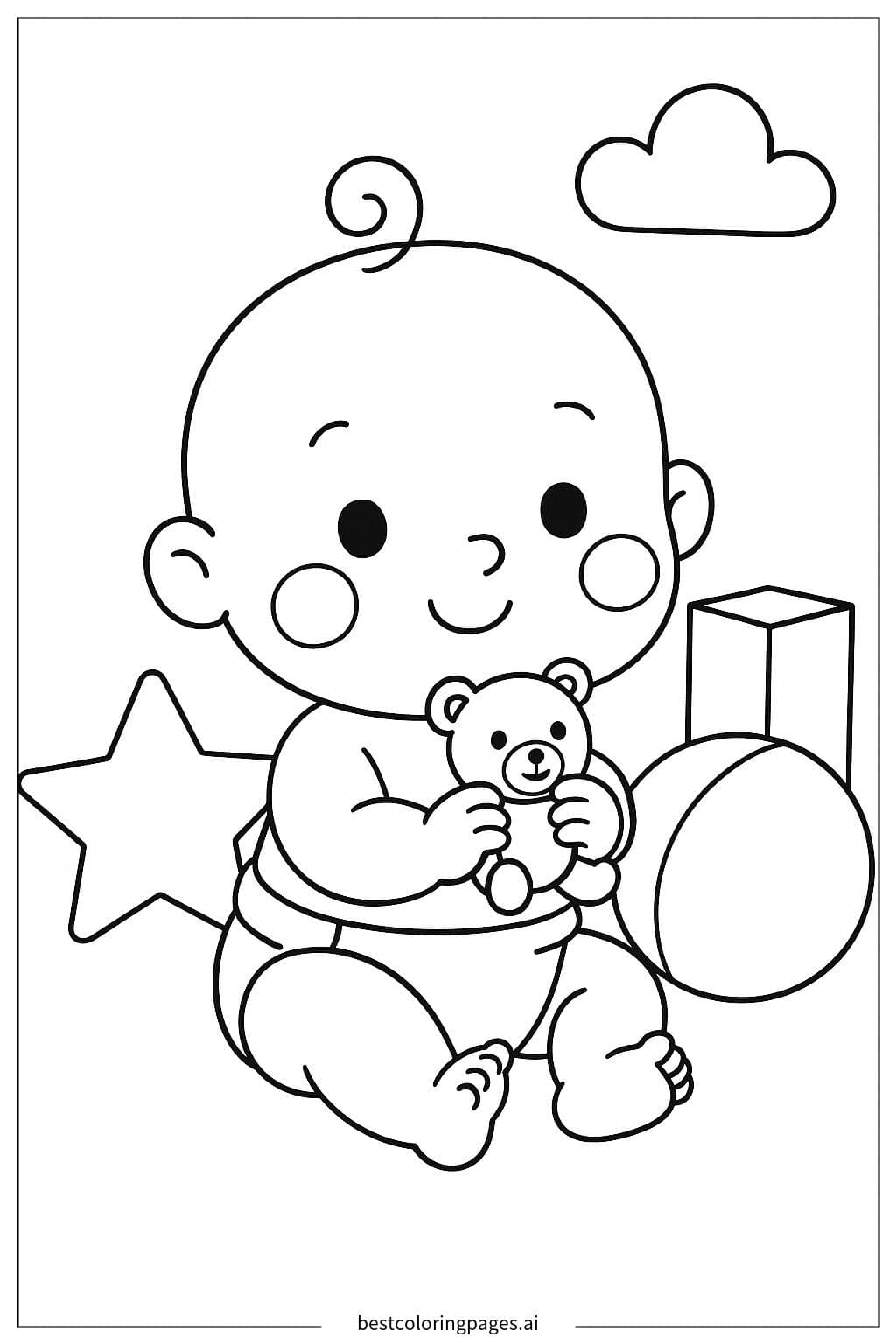 Adorable Baby Playing with a Teddy Bear