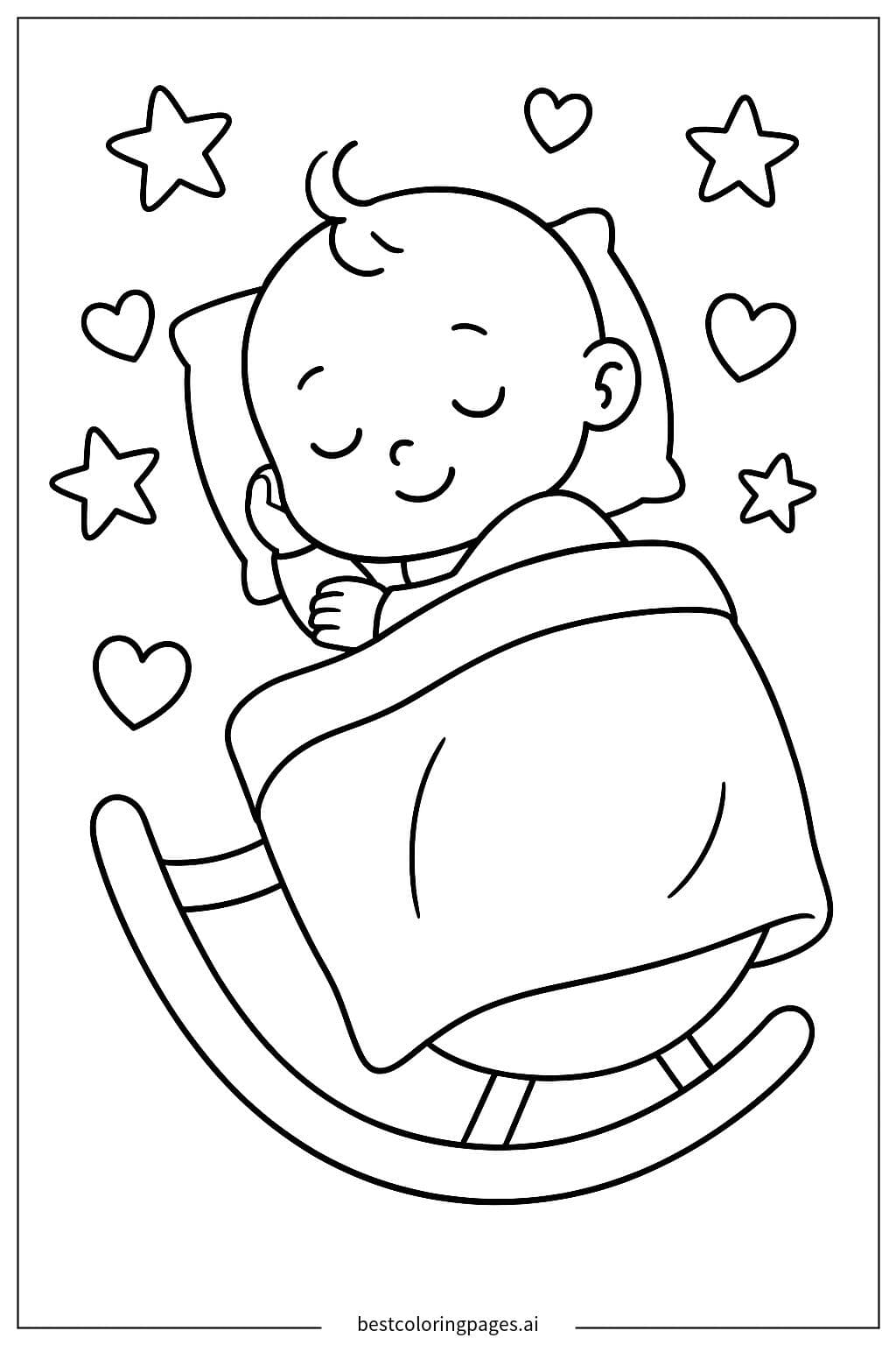 Baby Sleeping Peacefully in a Cradle