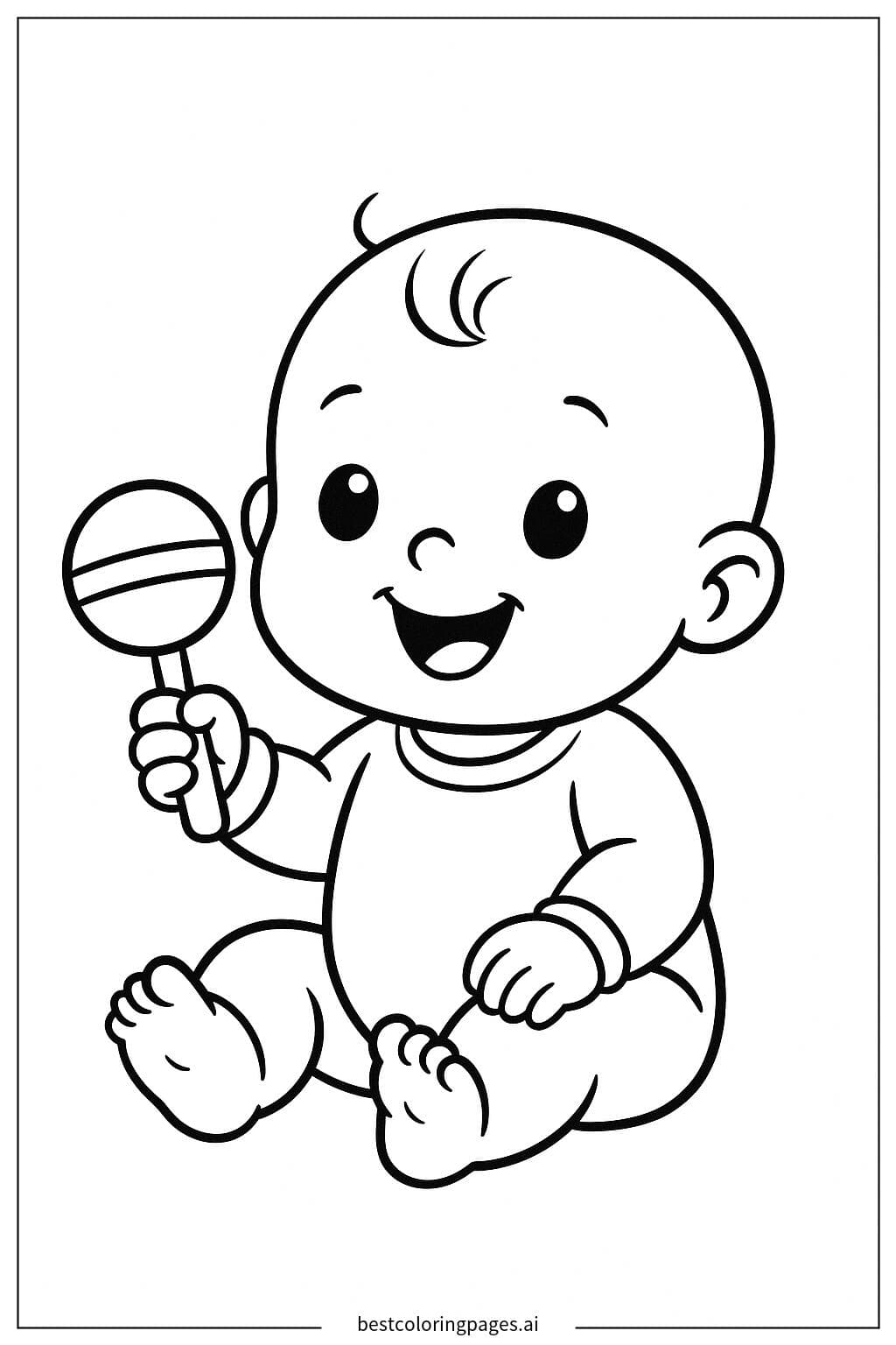 Baby Smiling While Holding a Rattle