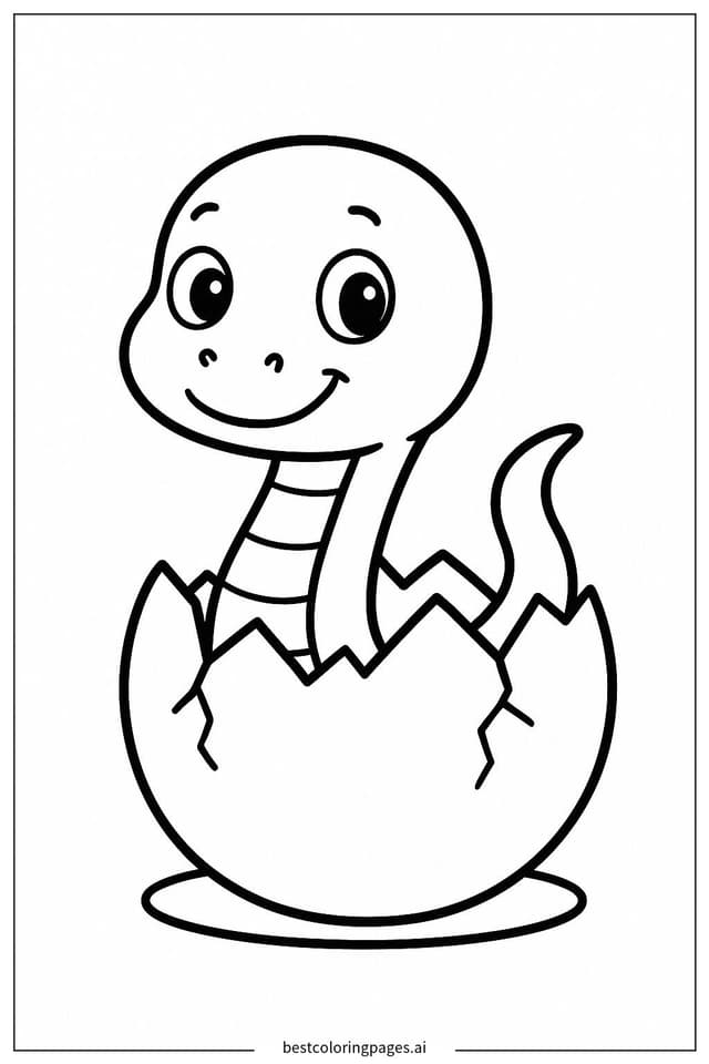 Baby Snake Hatching Coloring Page