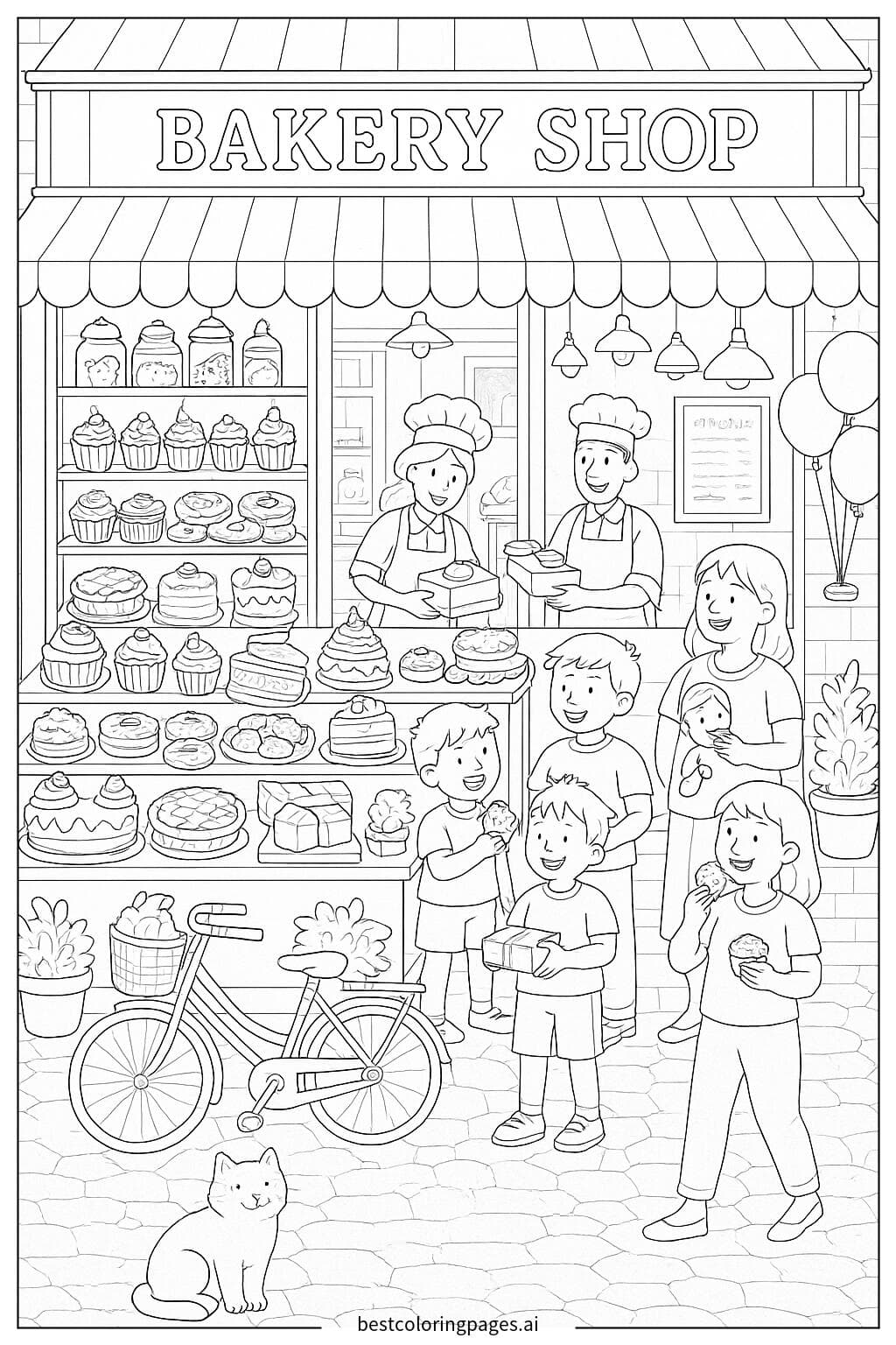 さまざまなデザートが並ぶベーカリーショップ