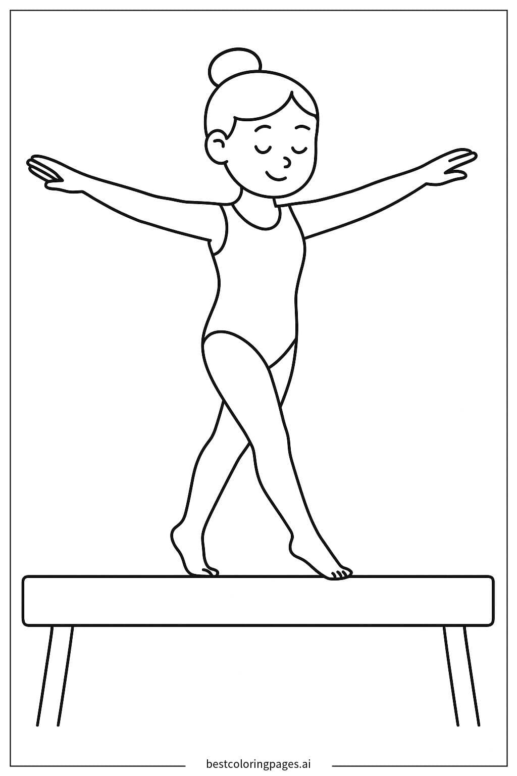 Ginasta em uma trave de equilíbrio