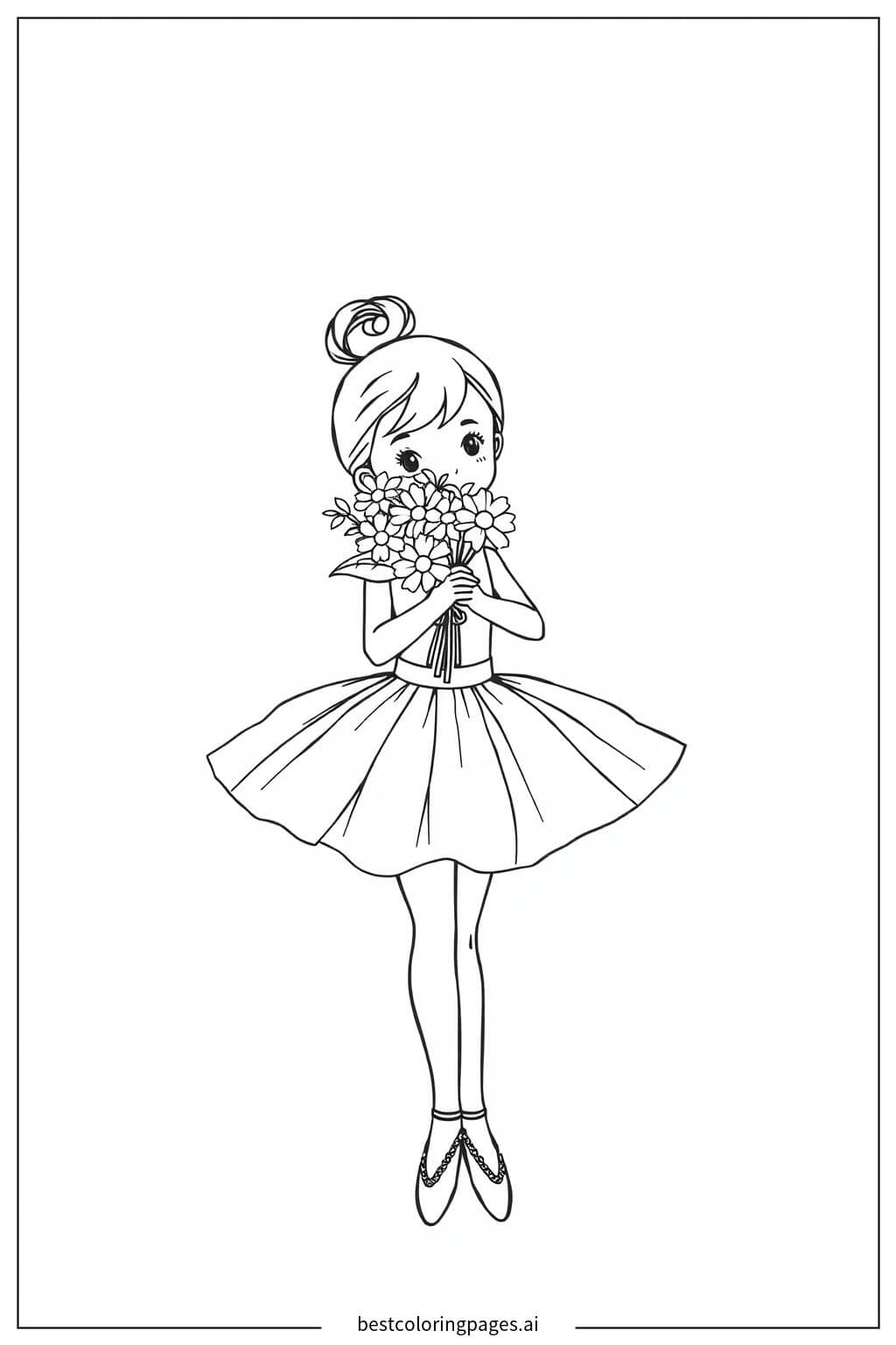 Ballerina mit Blumenstrauß