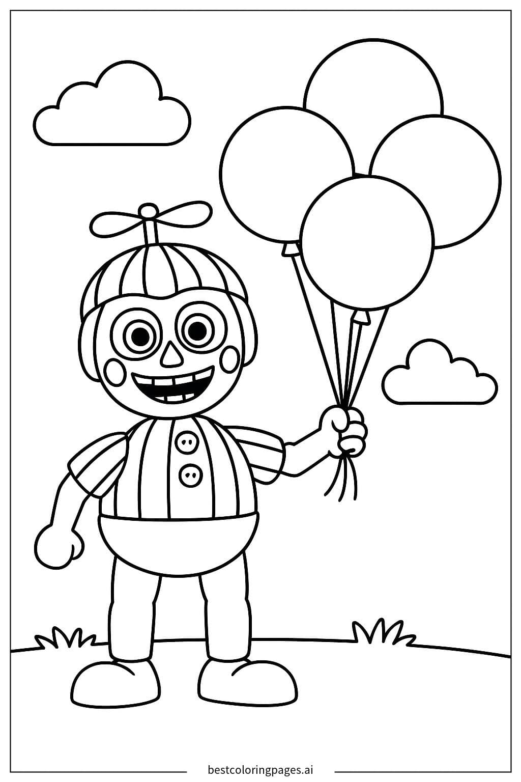 Balloon Boy with Colorful Balloons from FNAF