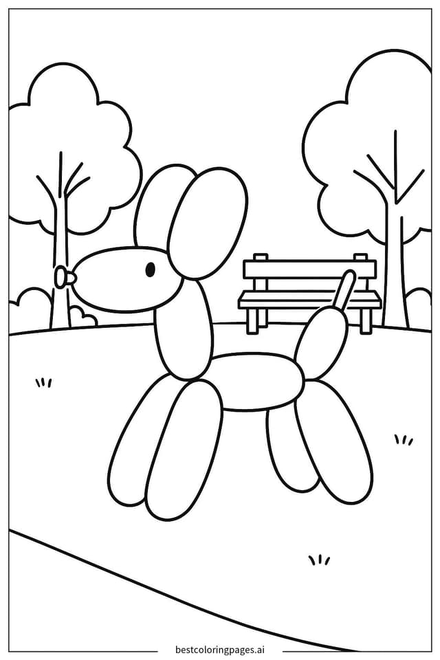 Balloon Dog Adventure Coloring Page