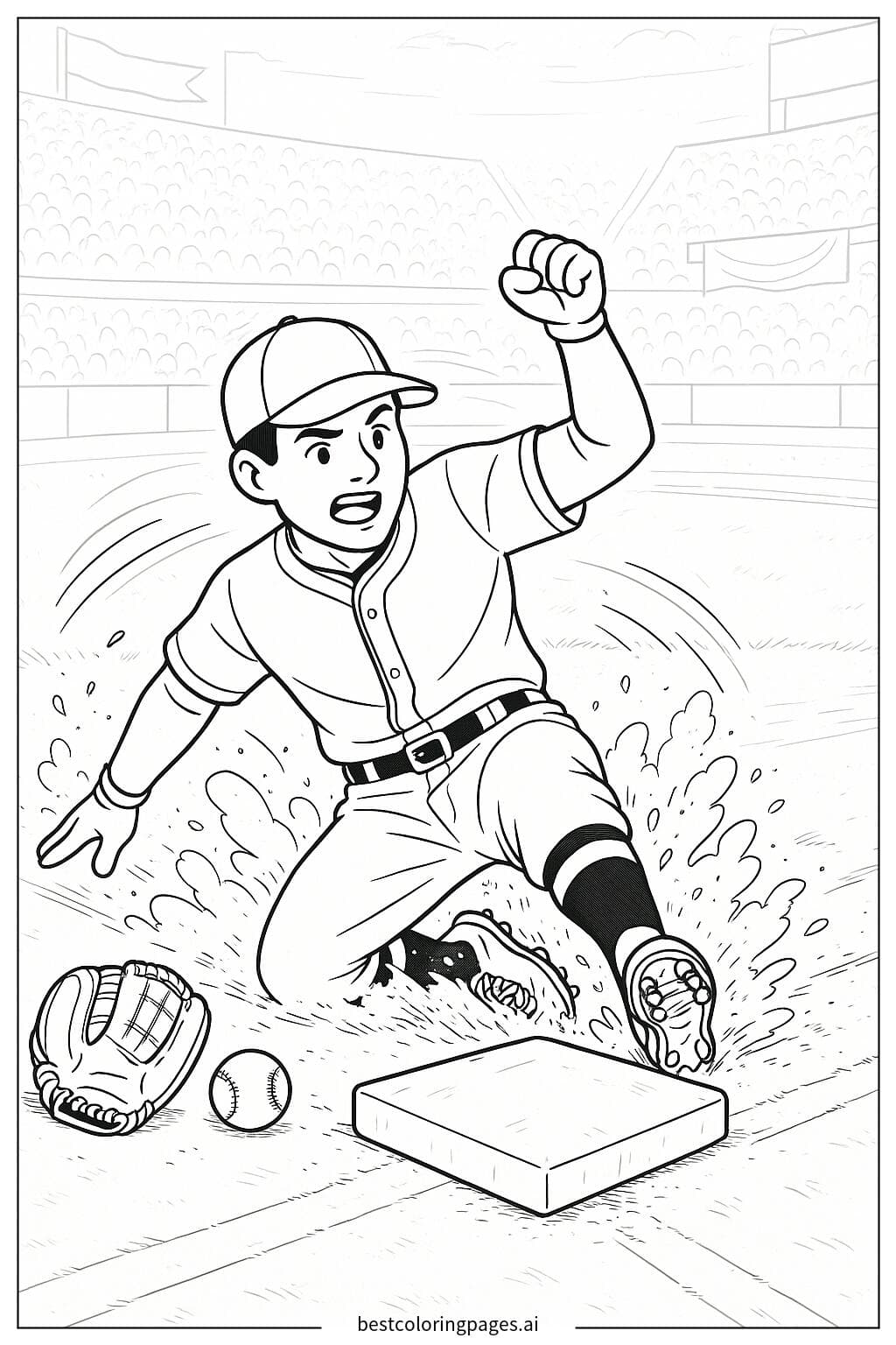 Jogador de beisebol deslizando para a base