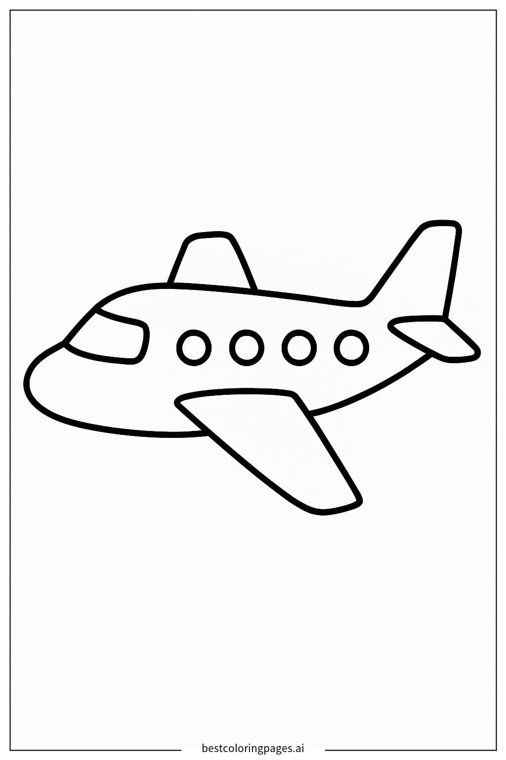 Desenho de avião básico para colorir
