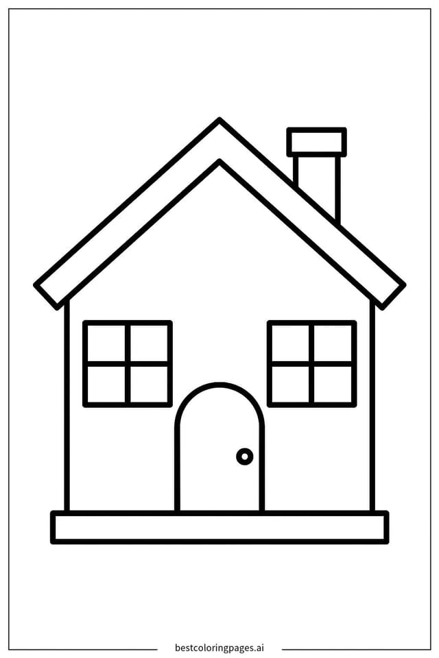 Charming House with Bold Roof Coloring Page