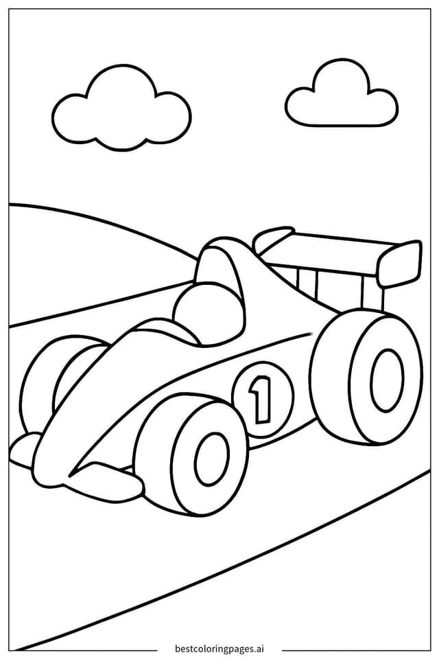 Simple Race Car Silhouette Coloring Pages