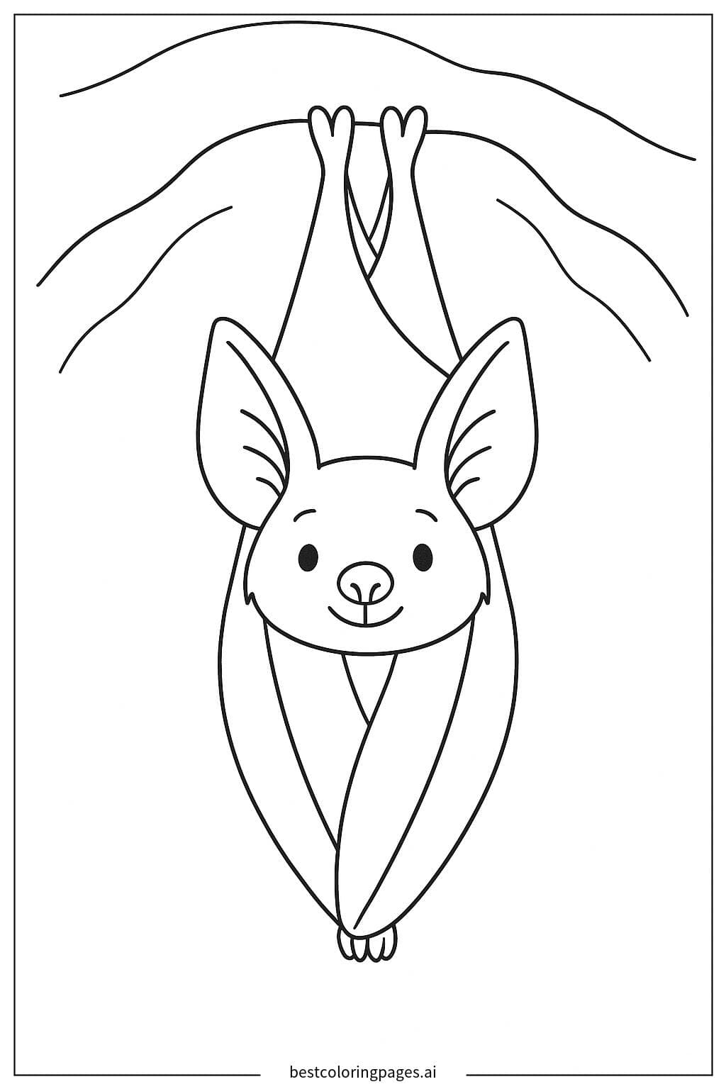 Desenhos de Morcego pendurado de cabeça para baixo em uma caverna para Colorir