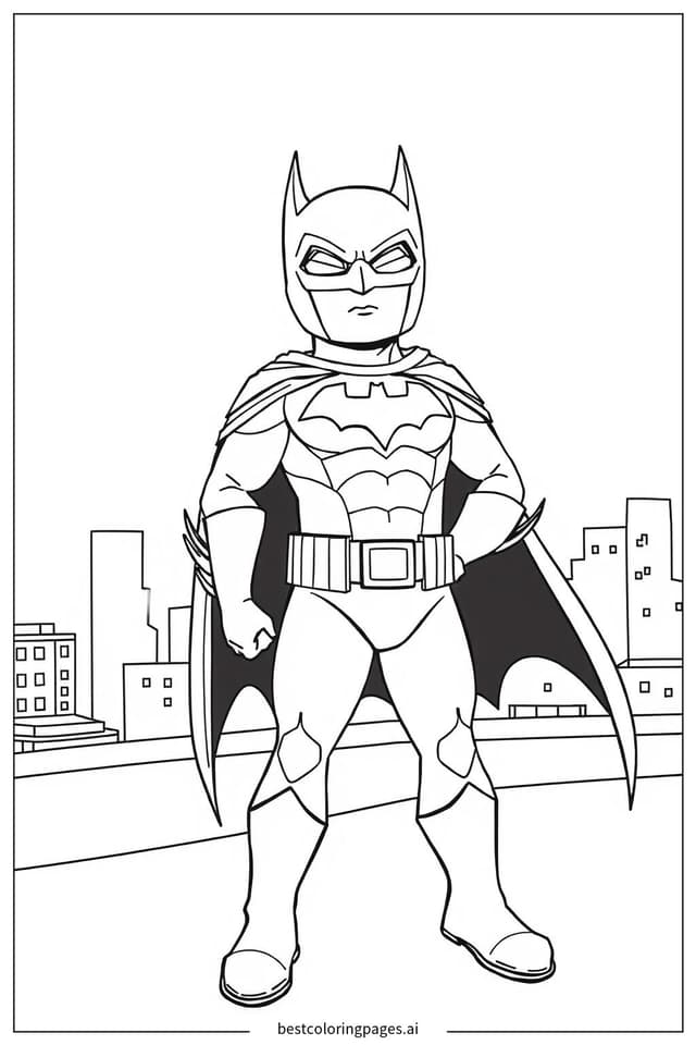 Coloriage Batman debout sur un toit