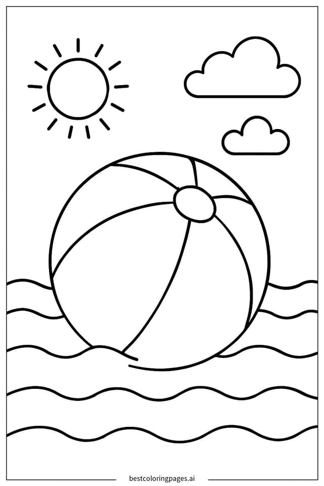 Strandball in Wellen Ausmalbilder