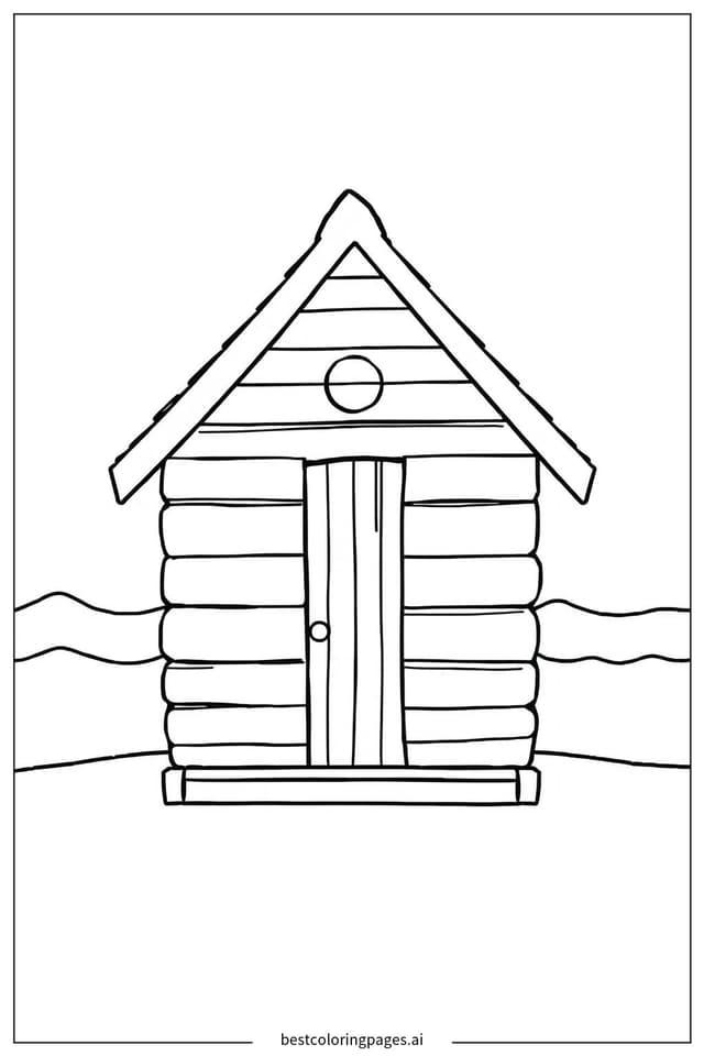 Desenhos de Cabana de Praia à Beira do Oceano para Colorir