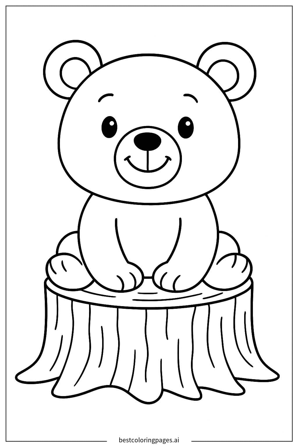 Adorable Bear Sitting on a Tree Stump
