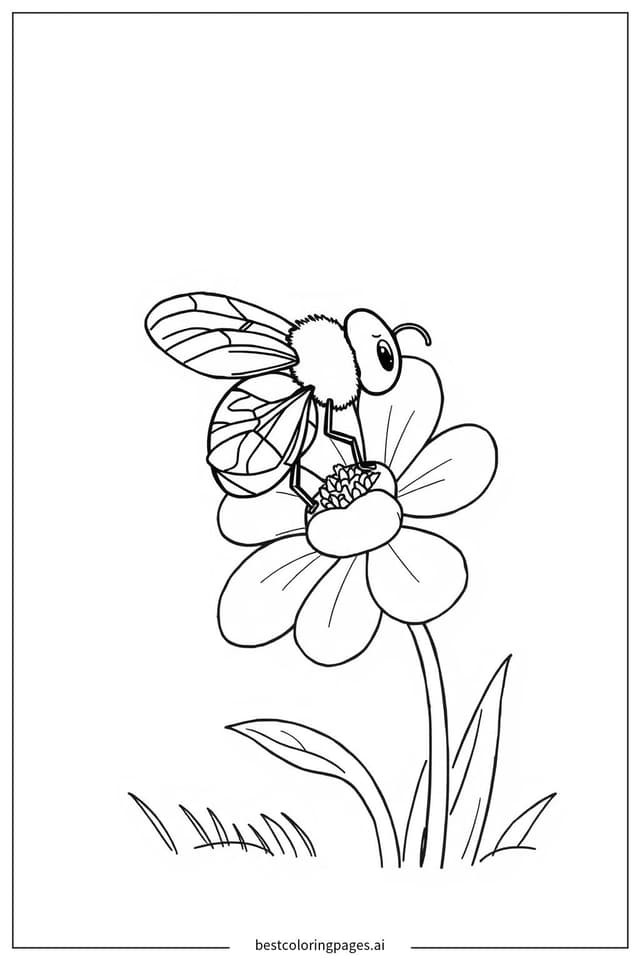 Biene auf einer Blume Ausmalbilder