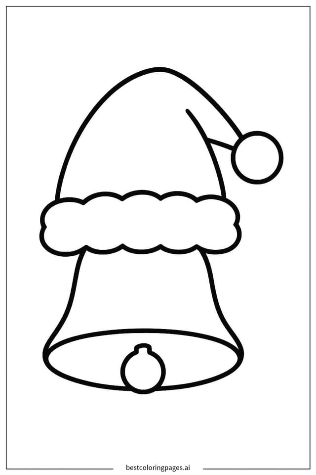Disegni di Campanella sul Cappello di Babbo Natale da Colorare