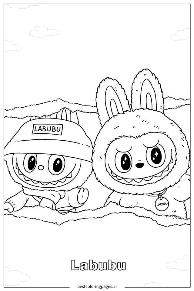ラブブと仲良しの仲間たち のぬりえ