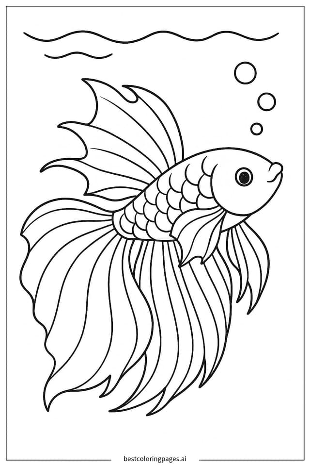 Disegni di Pesce Betta Fluttuante da Colorare
