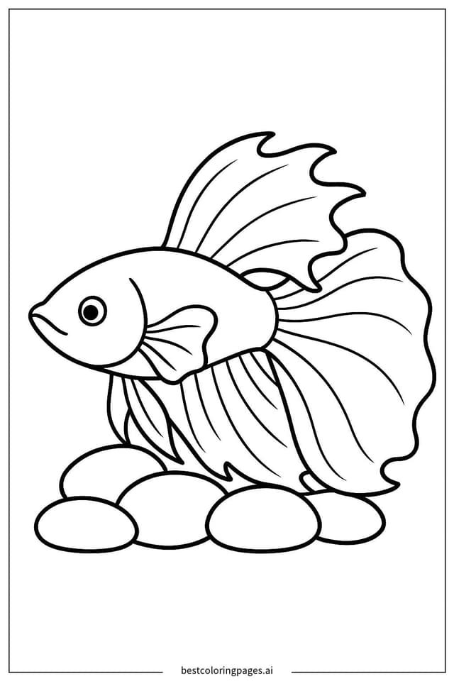 Betta Fish at Rest Coloring Page