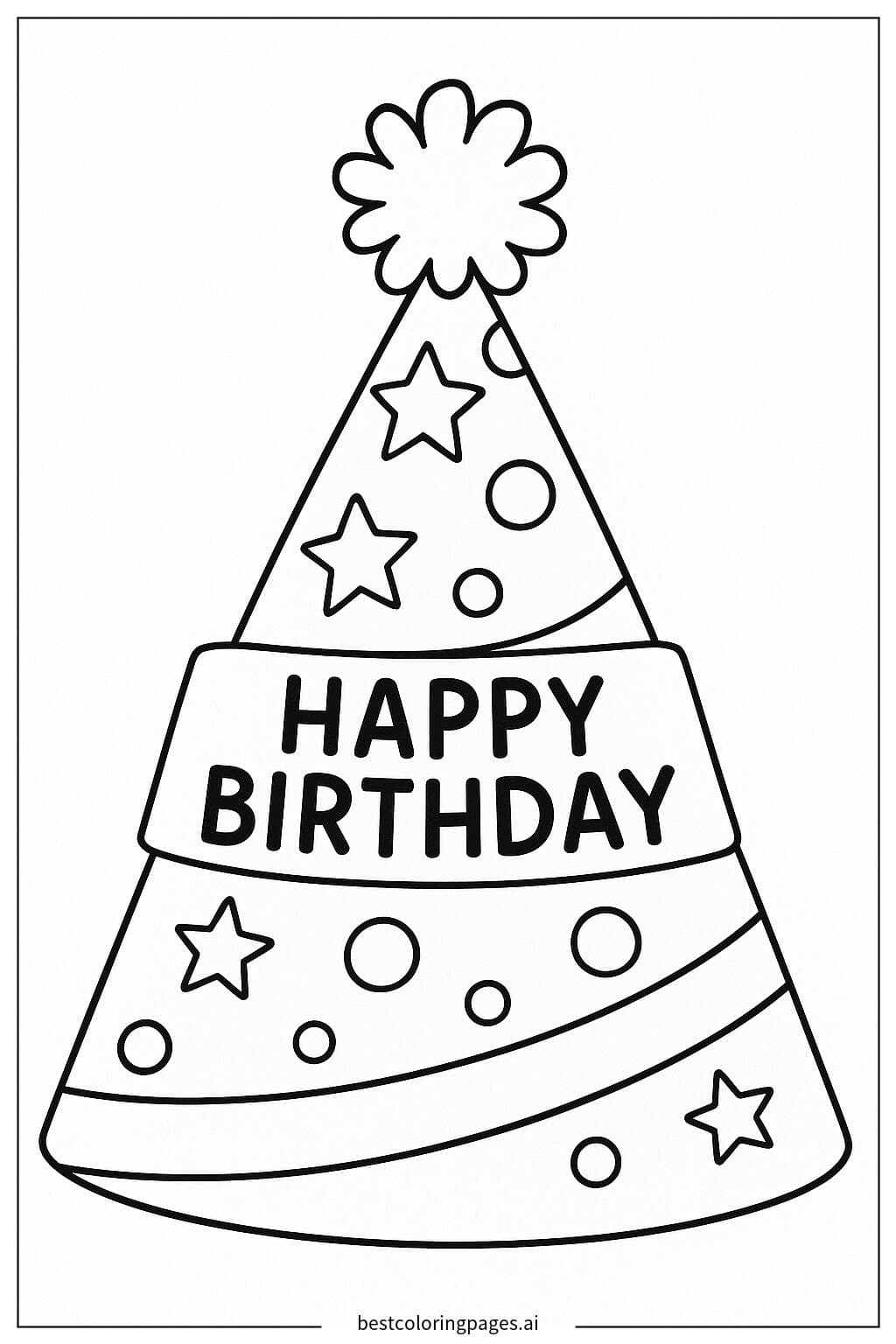 Fun Birthday Hat Coloring Page