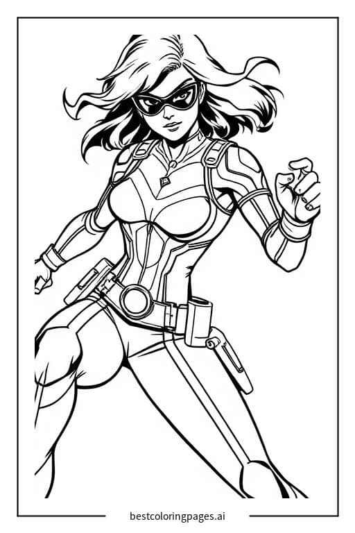 Black Widow in Action Coloring Pages