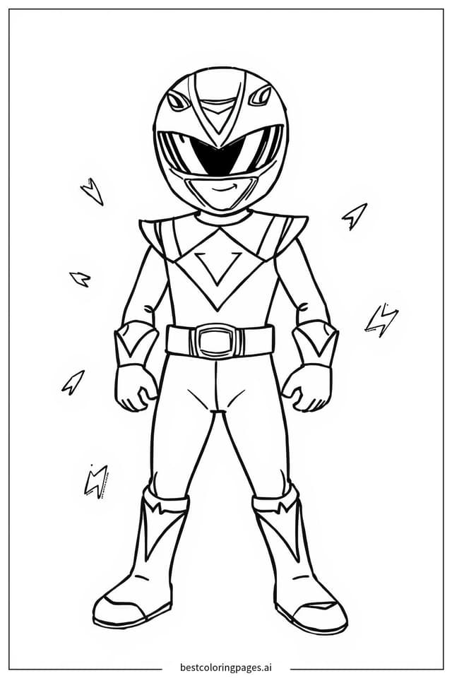 Coloriage Blue Ranger prêt à l'action
