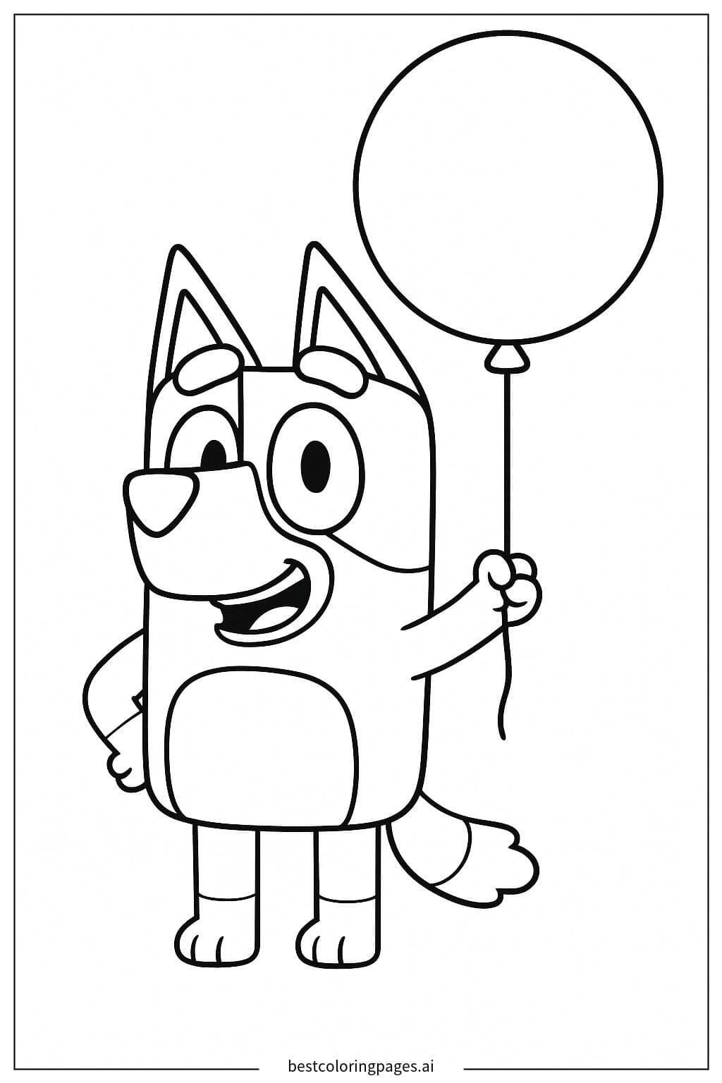 Disegni di Bluey con un palloncino da Colorare
