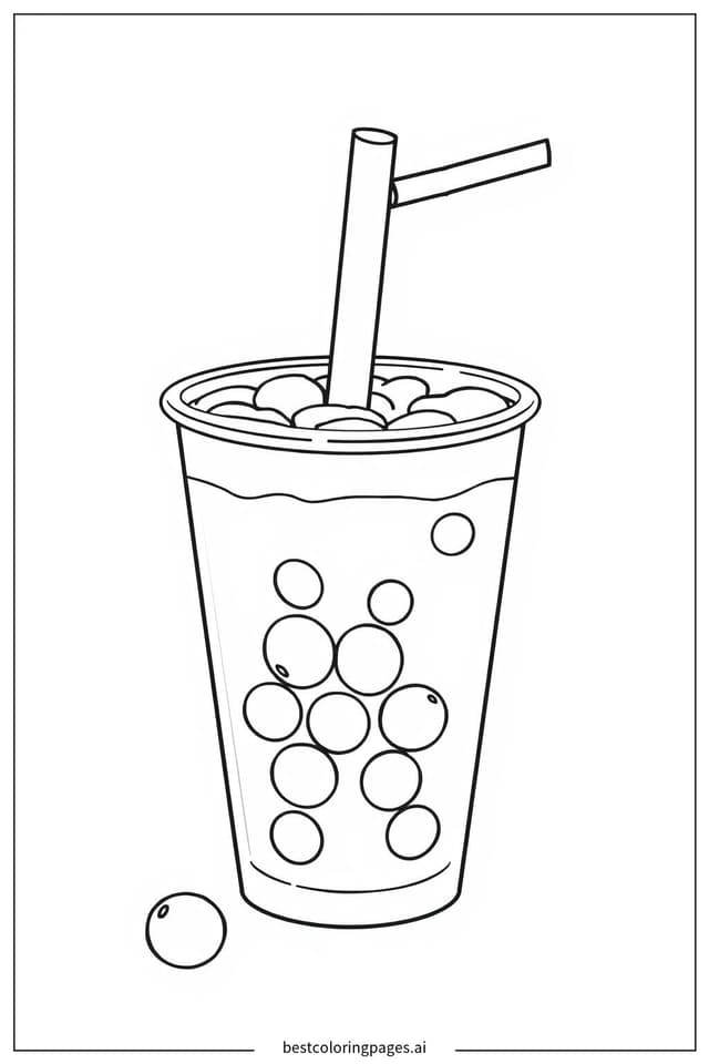 Boba Tea with Straw Coloring Page