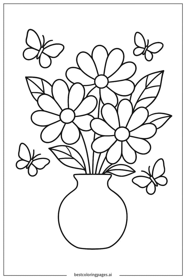 Bold Floral Bouquet Coloring Page