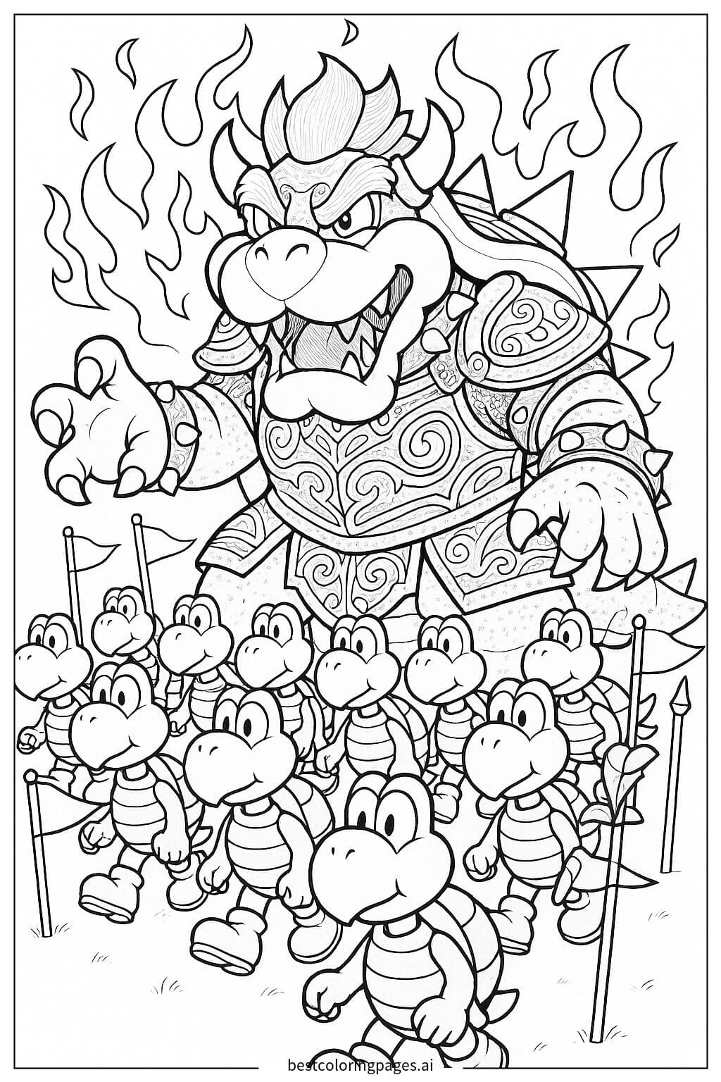 Bowser Leading His Koopa Army