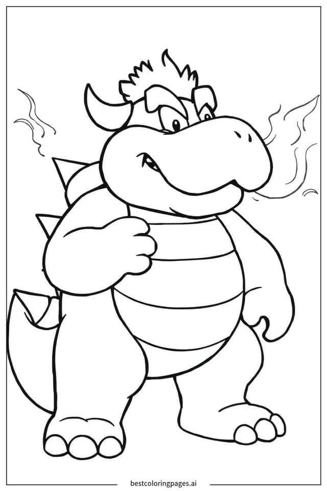 Desenhos de Bowser de Pé com Respiração de Fogo para Colorir