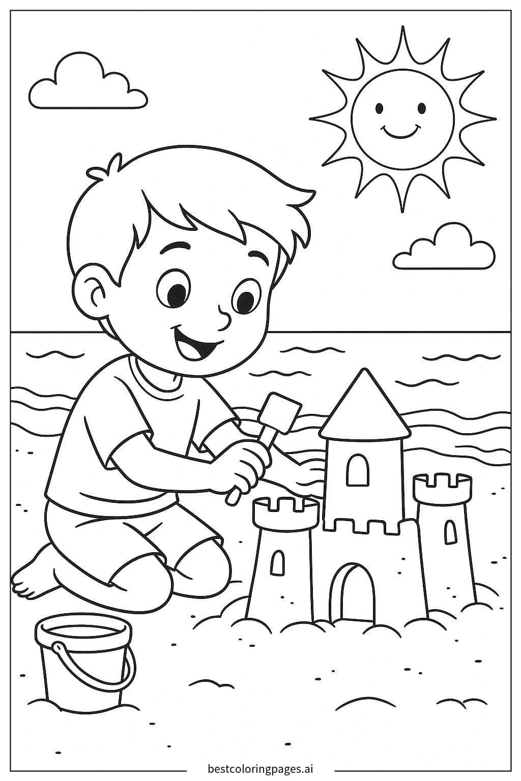 Boy Building a Sandcastle