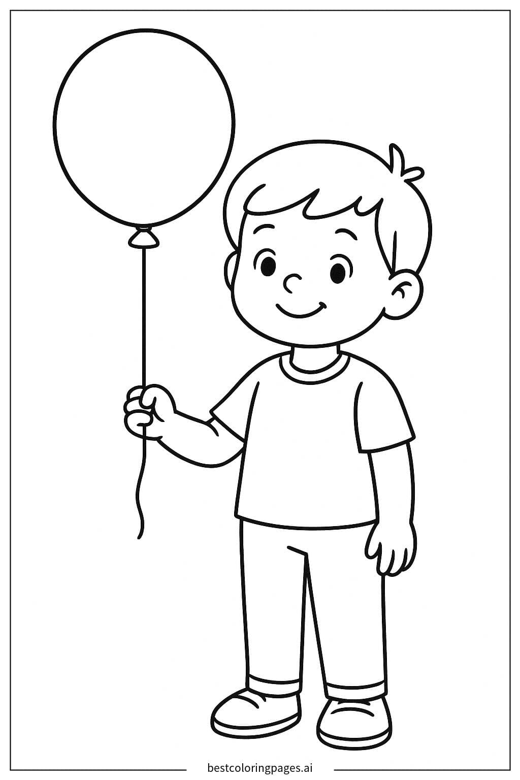 Happy Boy Holding a Balloon