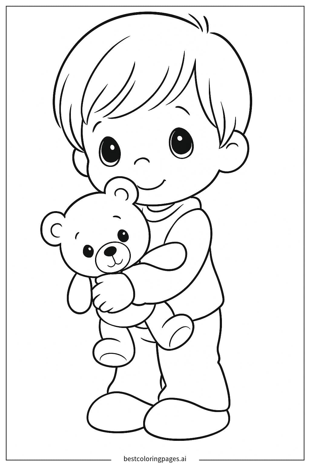 Adorable Boy with Teddy Bear