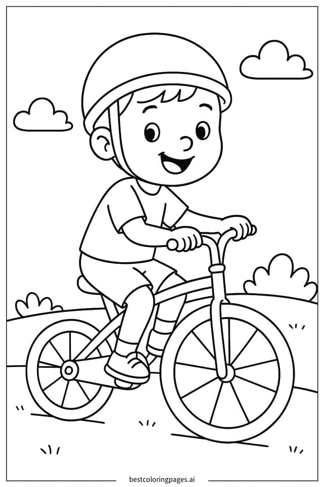 Boy Riding a Bicycle Coloring Pages