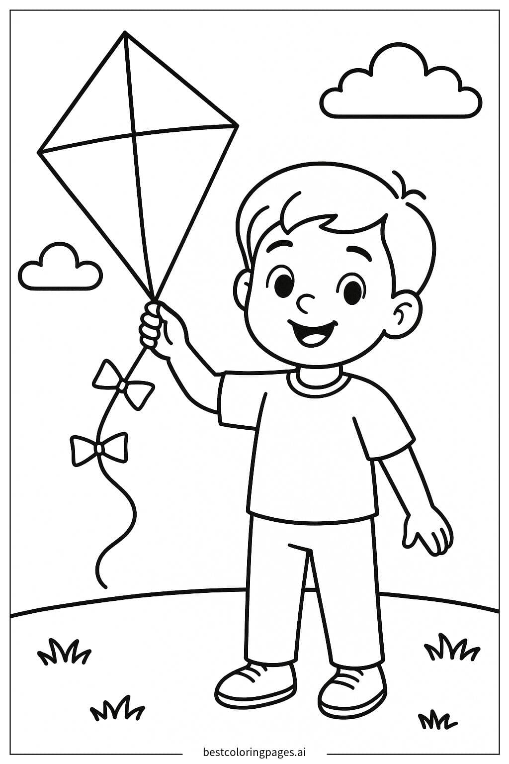 Boy Flying a Kite