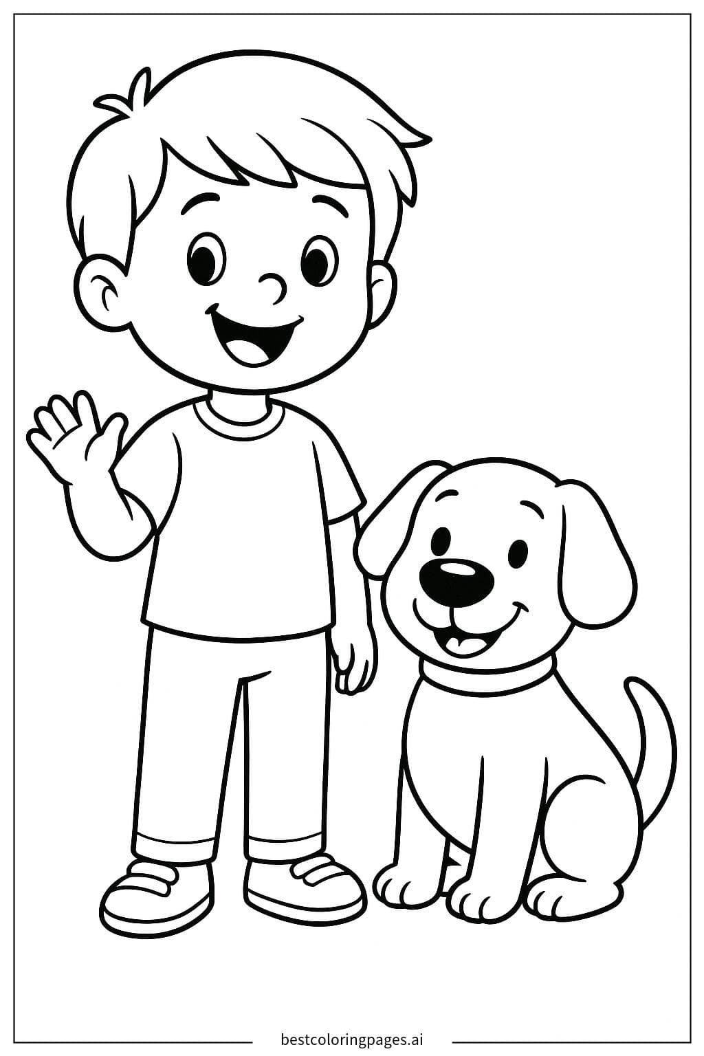 Junge mit einem Haustierhund