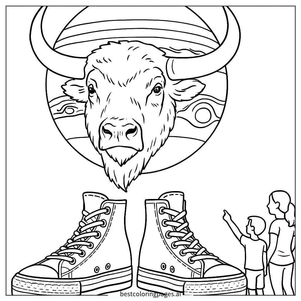 Büffel mit Riesenschuhen