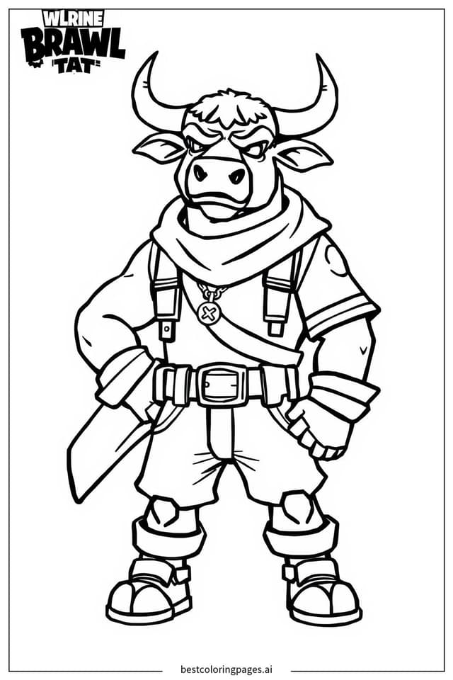 Coloriage Taureau debout avec confiance