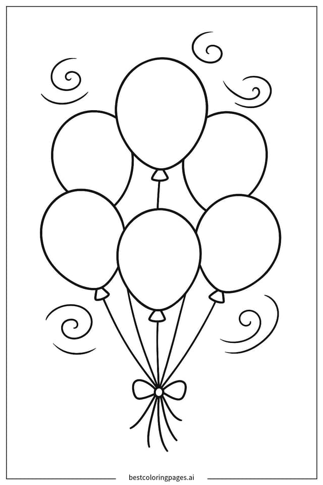 Dibujos de Ramo de Globos Atados Juntos para Colorear