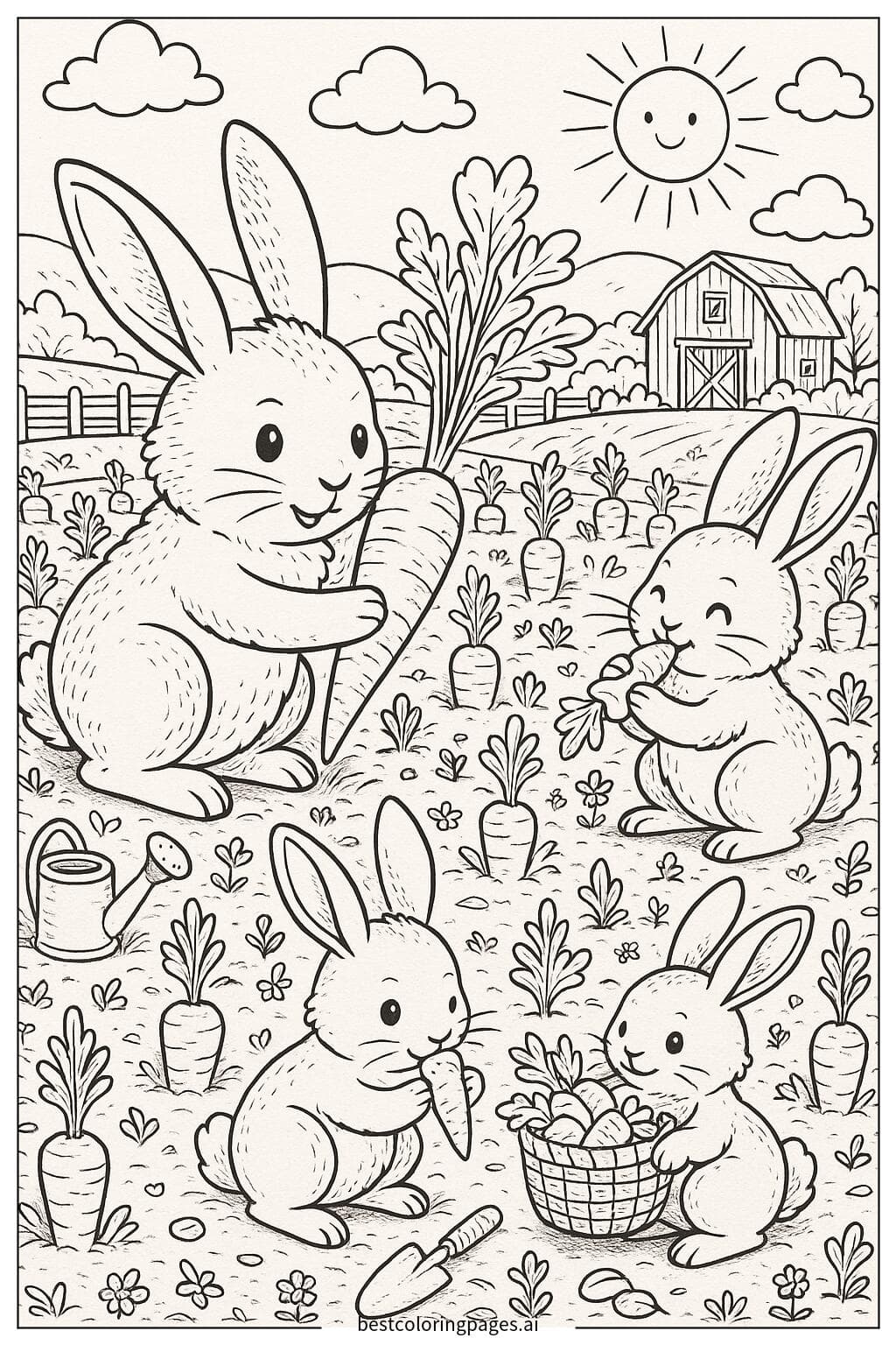 Bunnies Harvesting Carrots