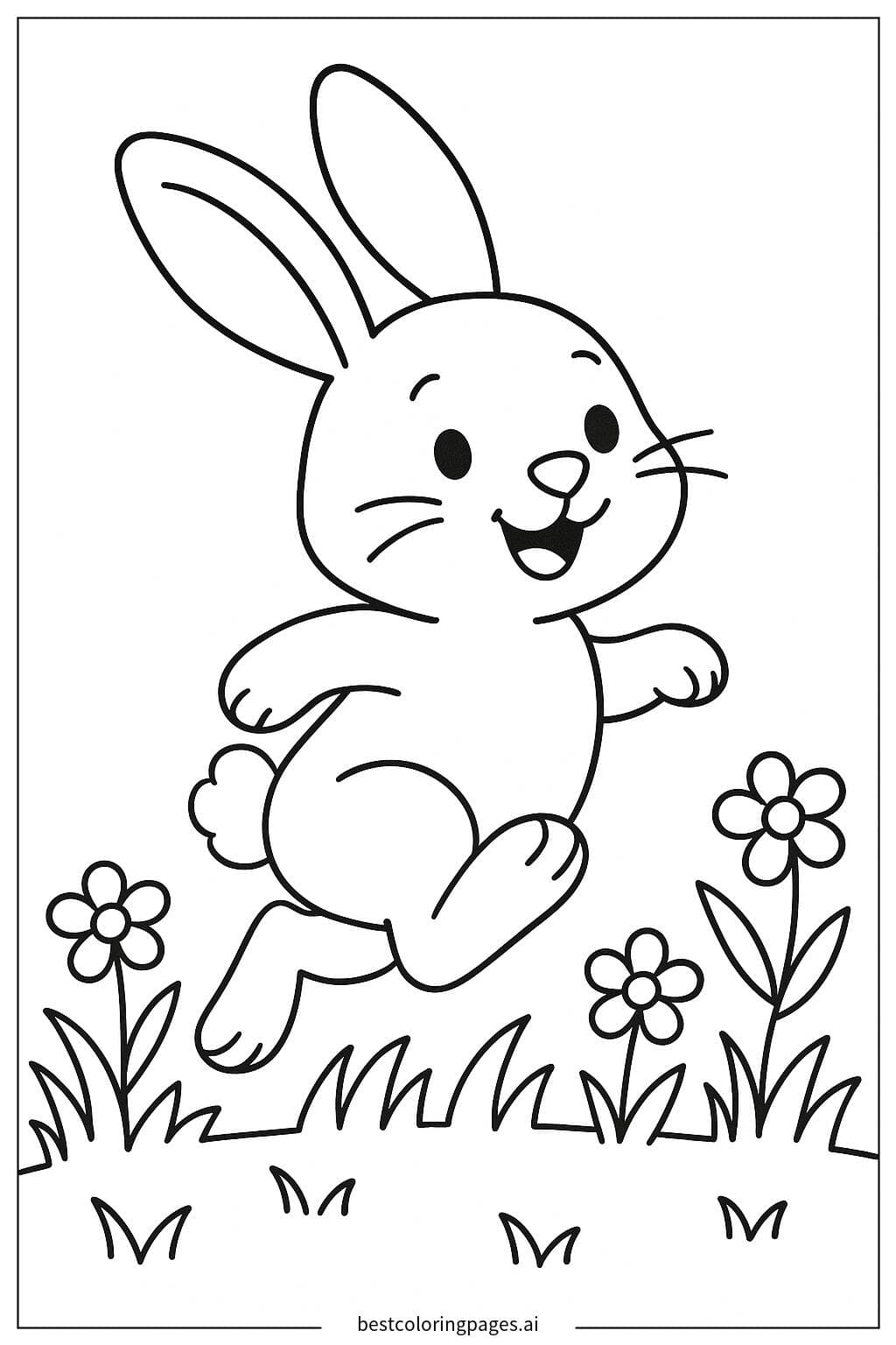 Bunny Hopping in a Grassy Field