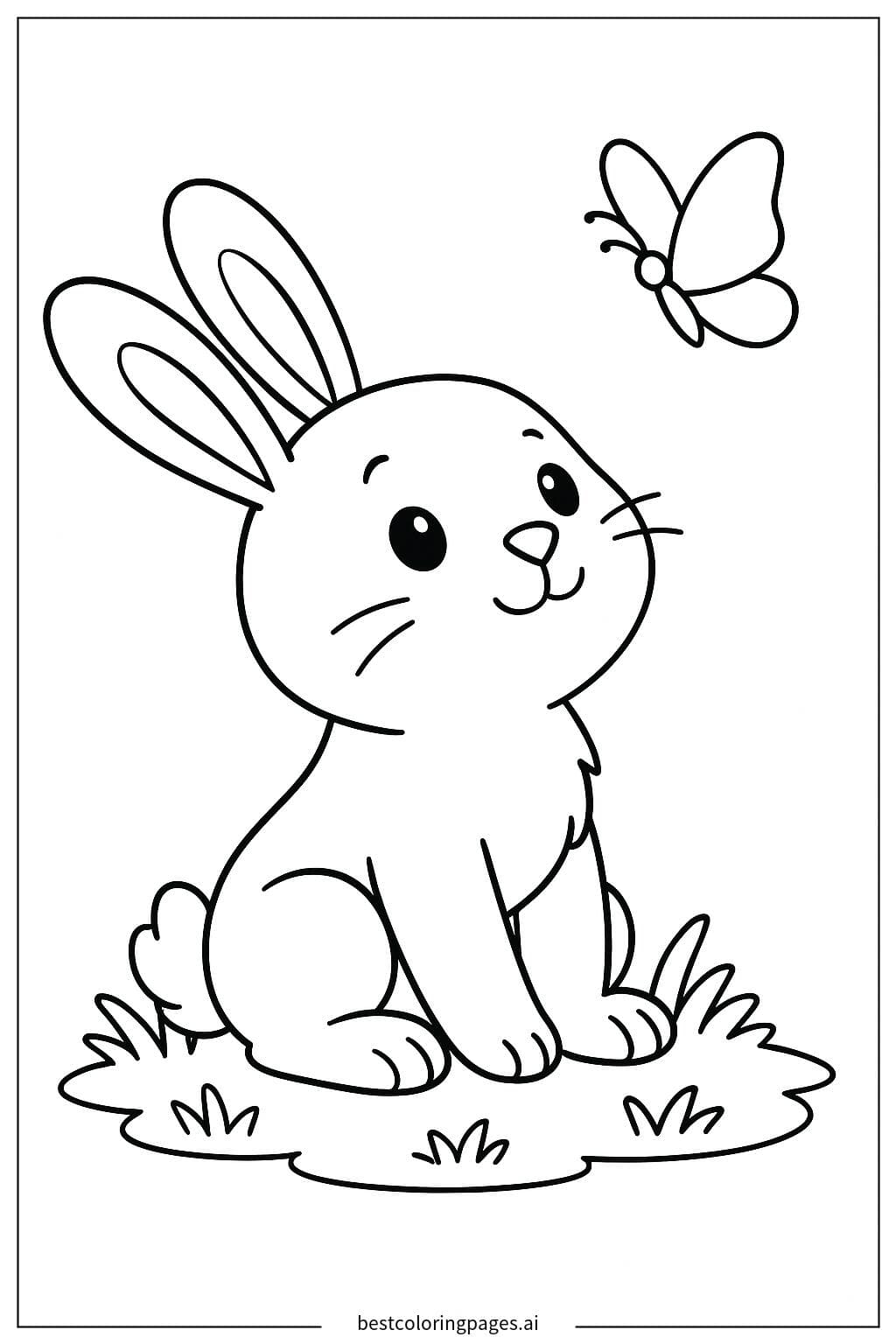 Bunny Watching a Butterfly