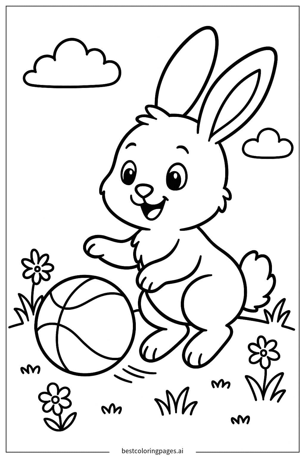 Bunny Playing with a Ball