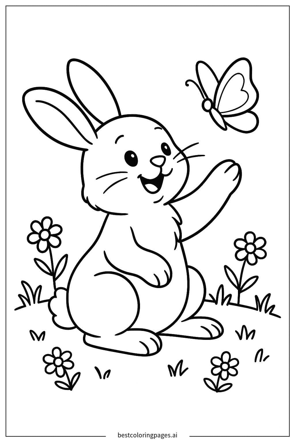 Bunny Playing with a Butterfly