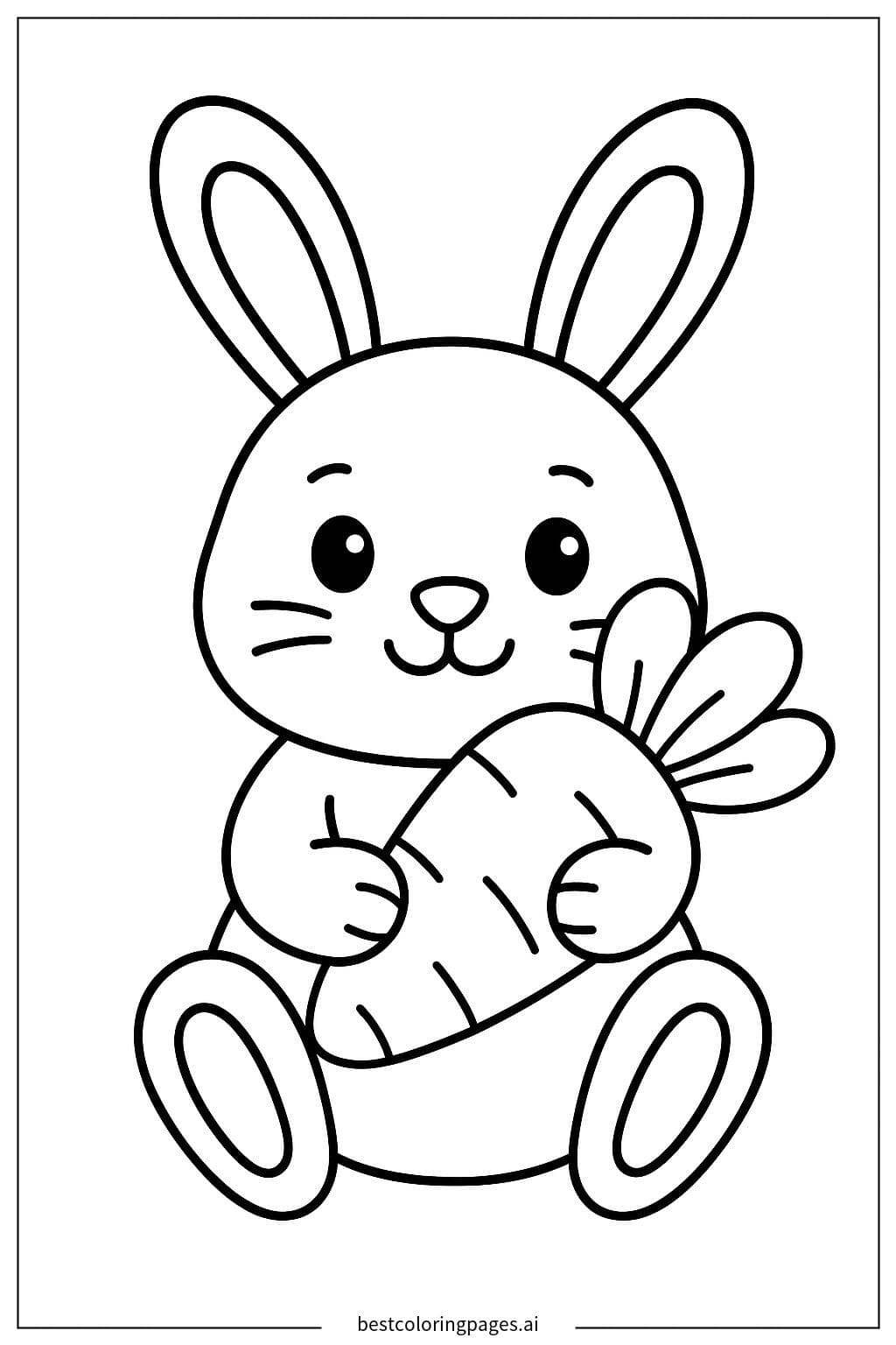 Dibujos de Conejito sentado con una zanahoria para Colorear