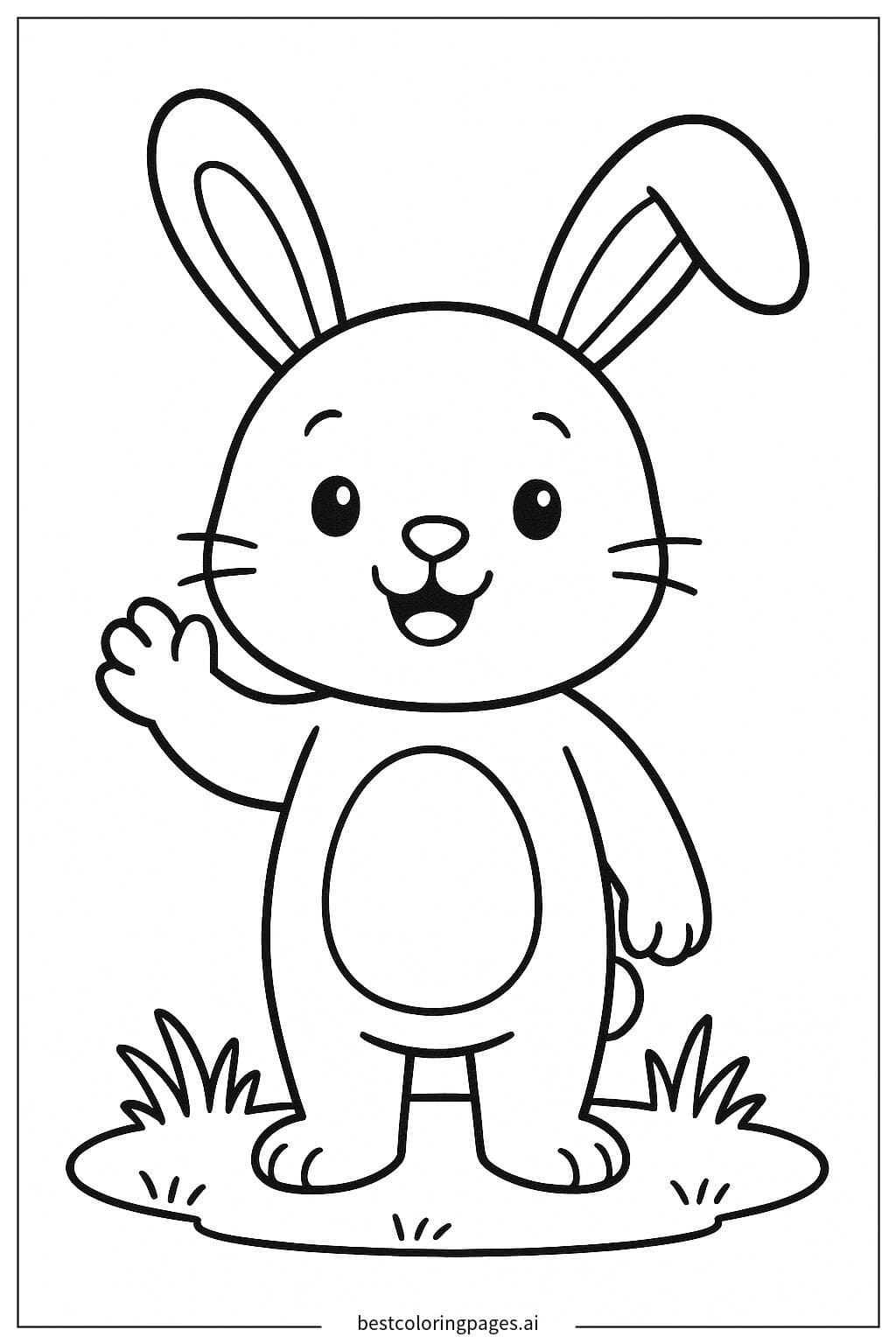 Friendly Bunny Waving Hello