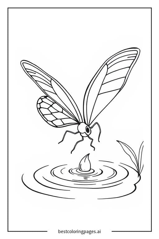 Butterfly Sipping Water Coloring Page