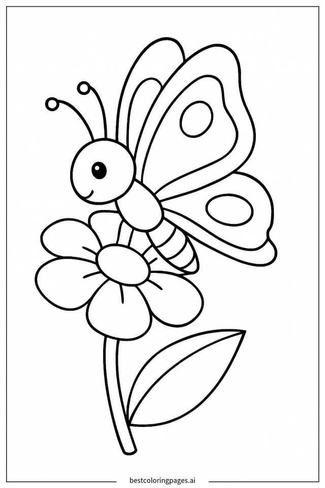 Dibujos de Mariposa descansando en la flor para Colorear